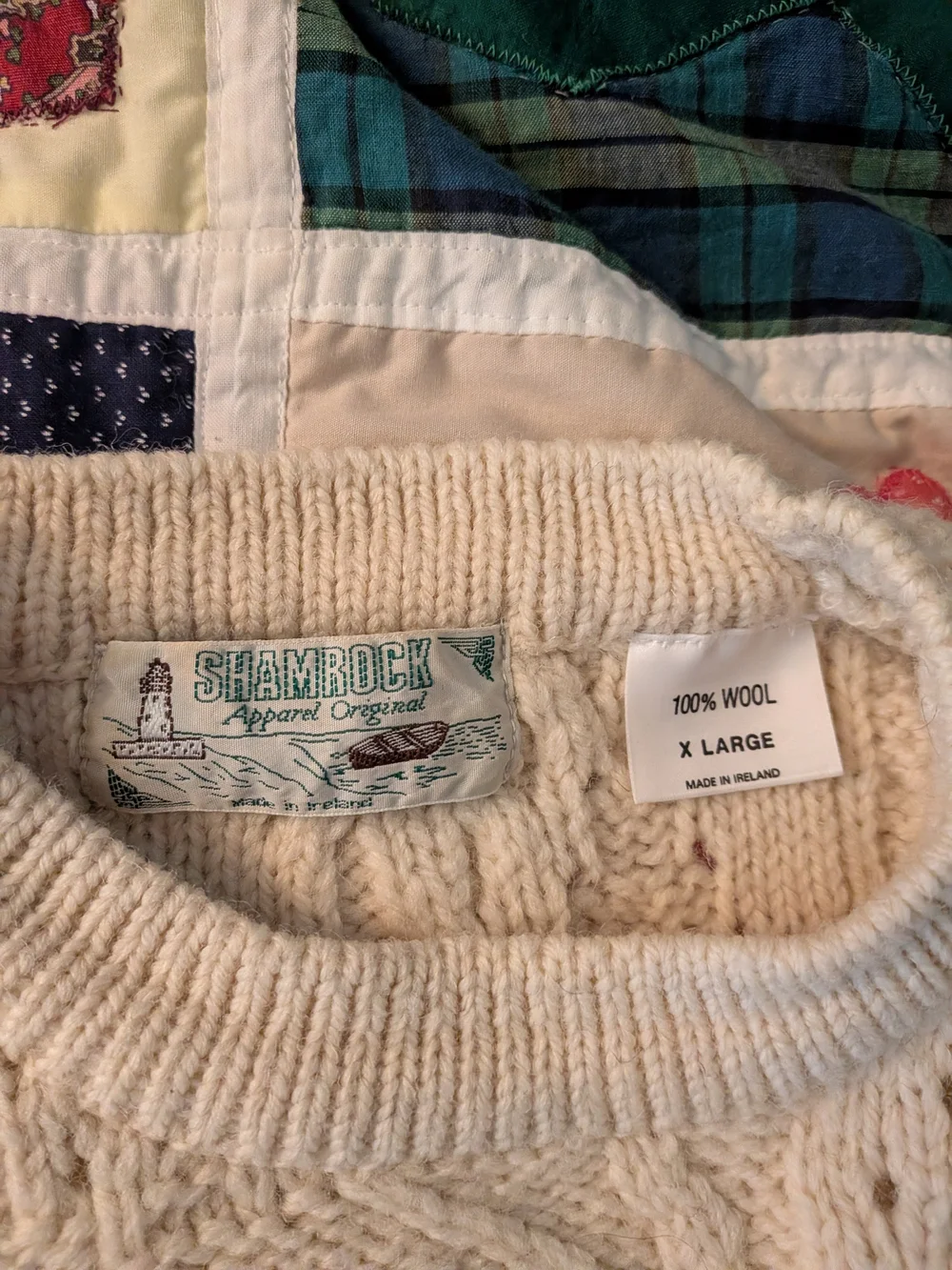 Shamrock Apparel Cable Knit Crewneck Sweater - Cream